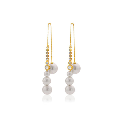 Inayat Cotton Pearl & CZ Long Earrings