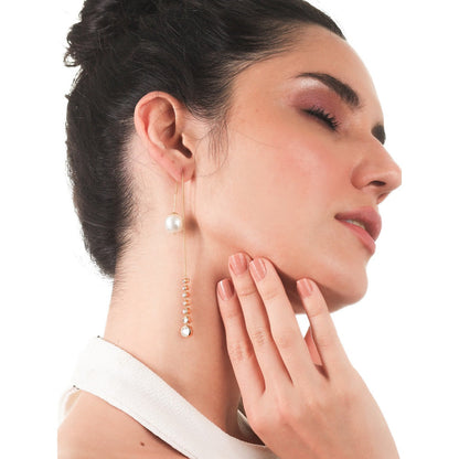 Inayat Cotton Pearl & CZ Long Earrings