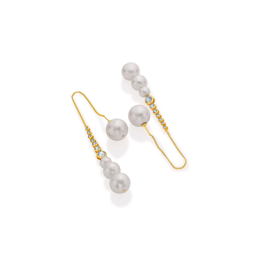 Inayat Cotton Pearl & CZ Long Earrings