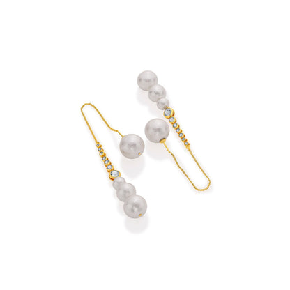 Inayat Cotton Pearl & CZ Long Earrings