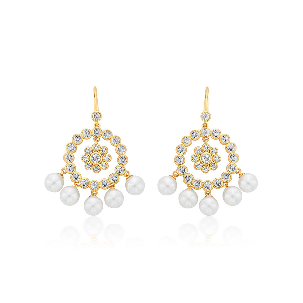 Isharya Amara CZ Pearl Jhumka Earring in 18kt Gold Plated