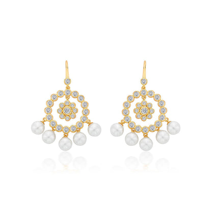 Isharya Amara CZ Pearl Jhumka Earring in 18kt Gold Plated