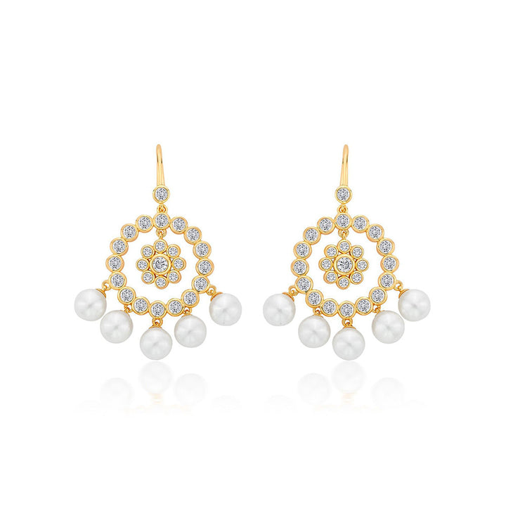 Isharya Amara CZ Pearl Jhumka Earring in 18kt Gold Plated