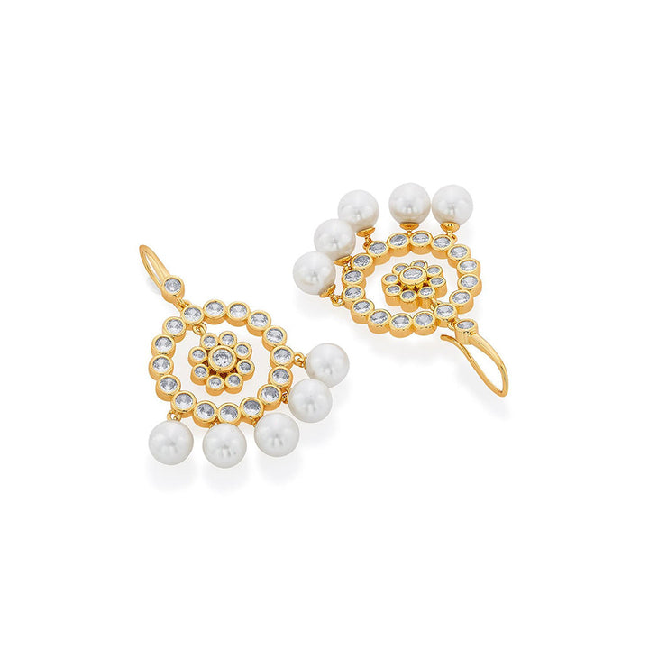 Isharya Amara CZ Pearl Jhumka Earring in 18kt Gold Plated