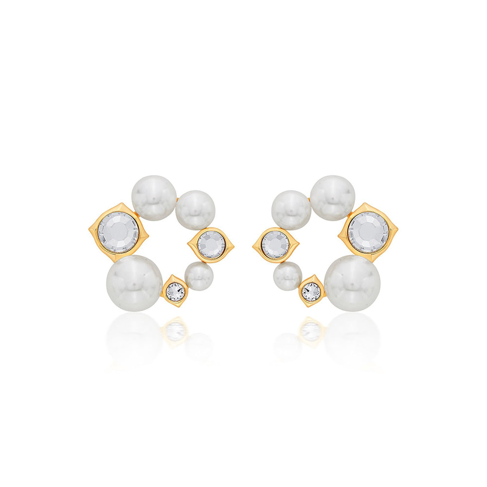 Isharya Amara Pearl CZ Earrings in 18kt Gold Plated