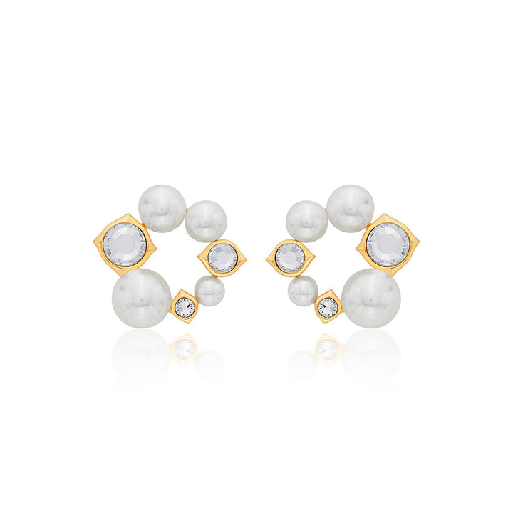 Isharya Amara Pearl CZ Earrings in 18kt Gold Plated