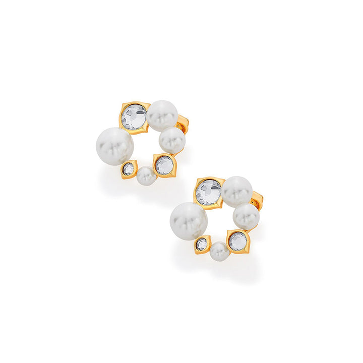 Isharya Amara Pearl CZ Earrings in 18kt Gold Plated