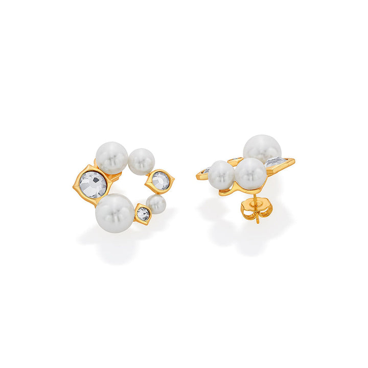 Isharya Amara Pearl CZ Earrings in 18kt Gold Plated