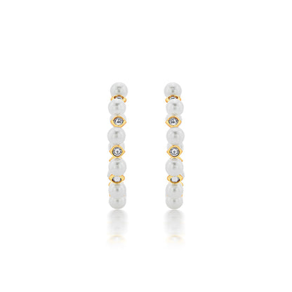 Isharya Amara Pearl CZ Statement Hoop Earrings in 18kt Gold Plated