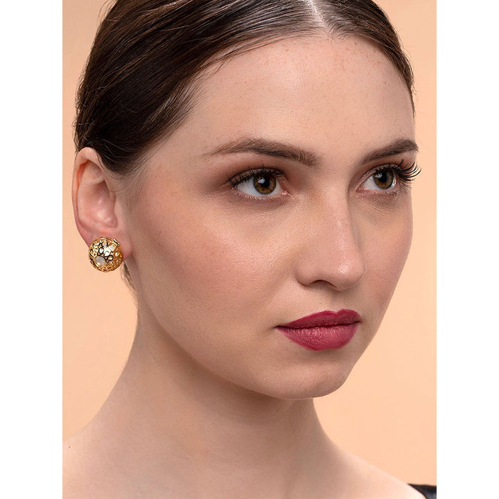 Isharya Logo Statement Earrings in 18kt Gold Plated