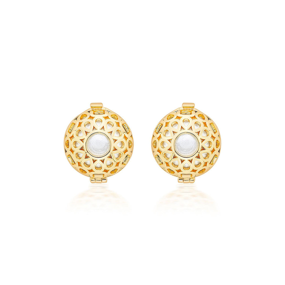 Isharya Logo Statement Earrings in 18kt Gold Plated