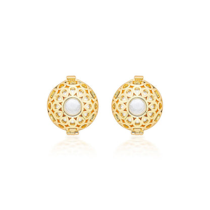 Isharya Logo Statement Earrings in 18kt Gold Plated