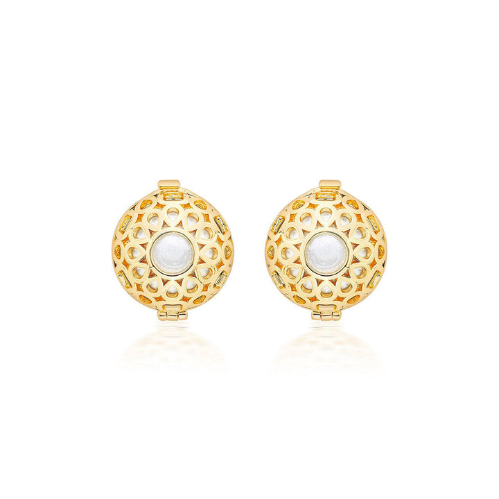 Isharya Logo Statement Earrings in 18kt Gold Plated