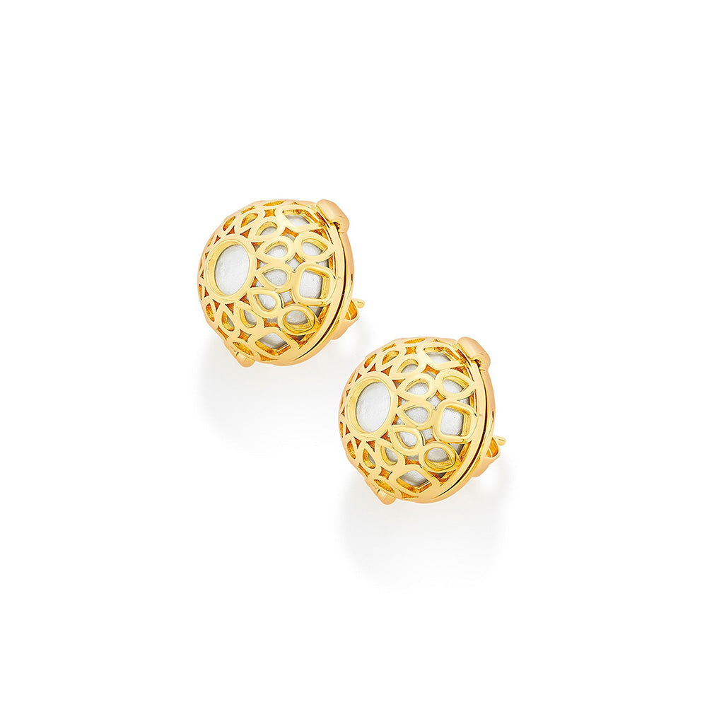 Isharya Logo Statement Earrings in 18kt Gold Plated