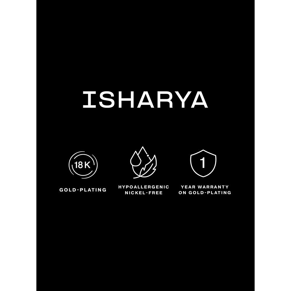 Isharya Logo Statement Earrings in 18kt Gold Plated