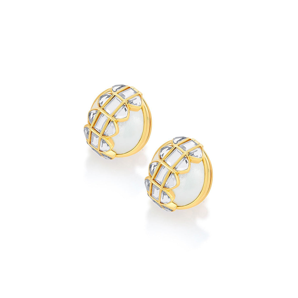 Isharya Amara Mirror Pearl Earrings in 18kt Gold Plated