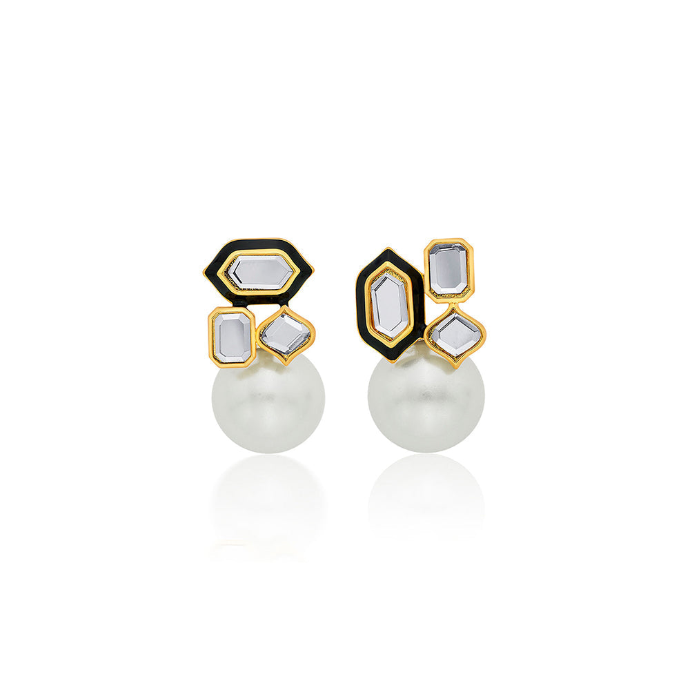 Isharya Amina Mismatched Stud Earrings in 18kt Gold Plated