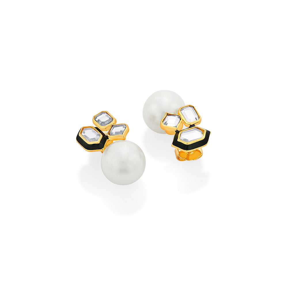 Isharya Amina Mismatched Stud Earrings in 18kt Gold Plated