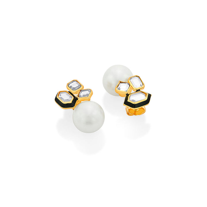 Isharya Amina Mismatched Stud Earrings in 18kt Gold Plated