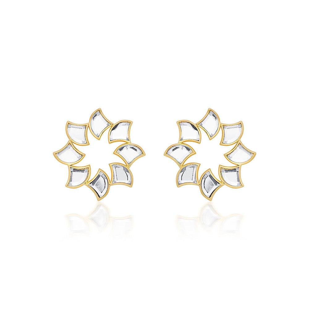 Isharya Amara Mirror Bloom Earrings in 18kt Gold Plated