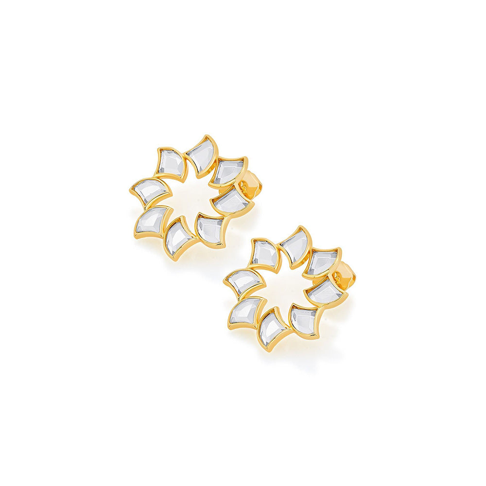 Isharya Amara Mirror Bloom Earrings in 18kt Gold Plated