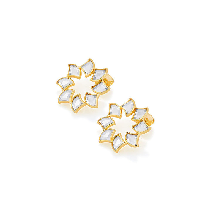 Isharya Amara Mirror Bloom Earrings in 18kt Gold Plated