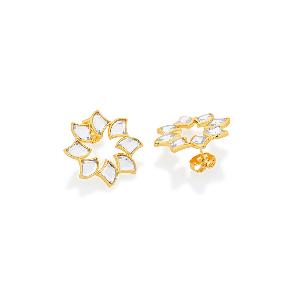 Isharya Amara Mirror Bloom Earrings in 18kt Gold Plated