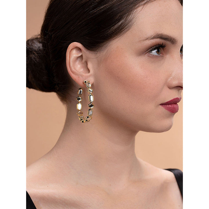 Isharya Amara Mirror Cupola Hoop Earrings in 18kt Gold Plated