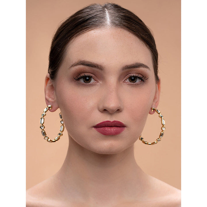 Isharya Amara Mirror Cupola Hoop Earrings in 18kt Gold Plated