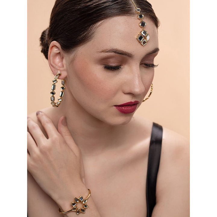 Isharya Amara Mirror Cupola Hoop Earrings in 18kt Gold Plated