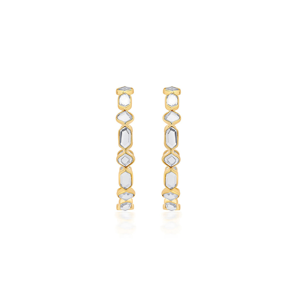 Isharya Amara Mirror Cupola Hoop Earrings in 18kt Gold Plated