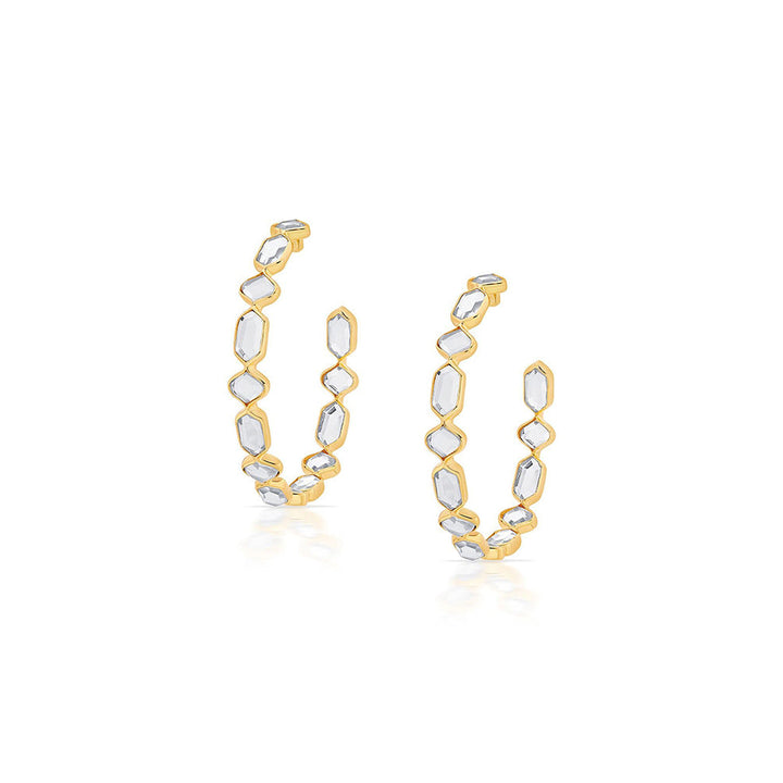 Isharya Amara Mirror Cupola Hoop Earrings in 18kt Gold Plated