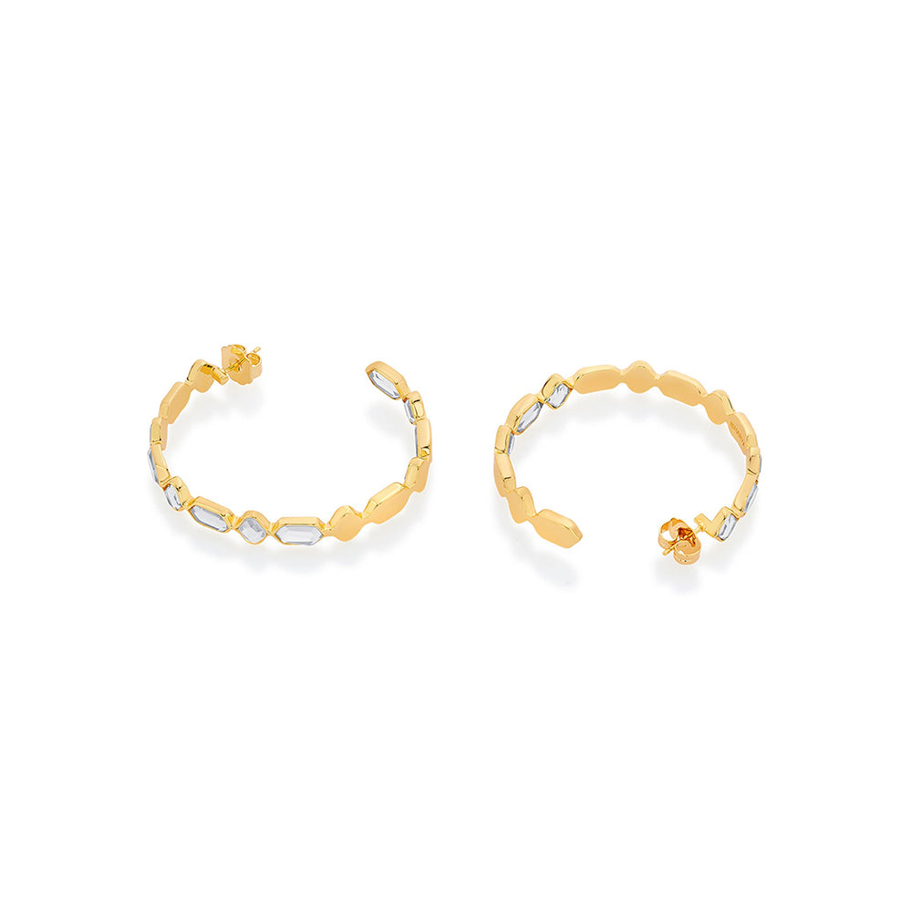 Isharya Amara Mirror Cupola Hoop Earrings in 18kt Gold Plated