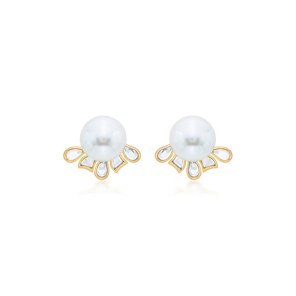 Isharya Amara Pearl Flower Earrings in 18kt Gold Plated