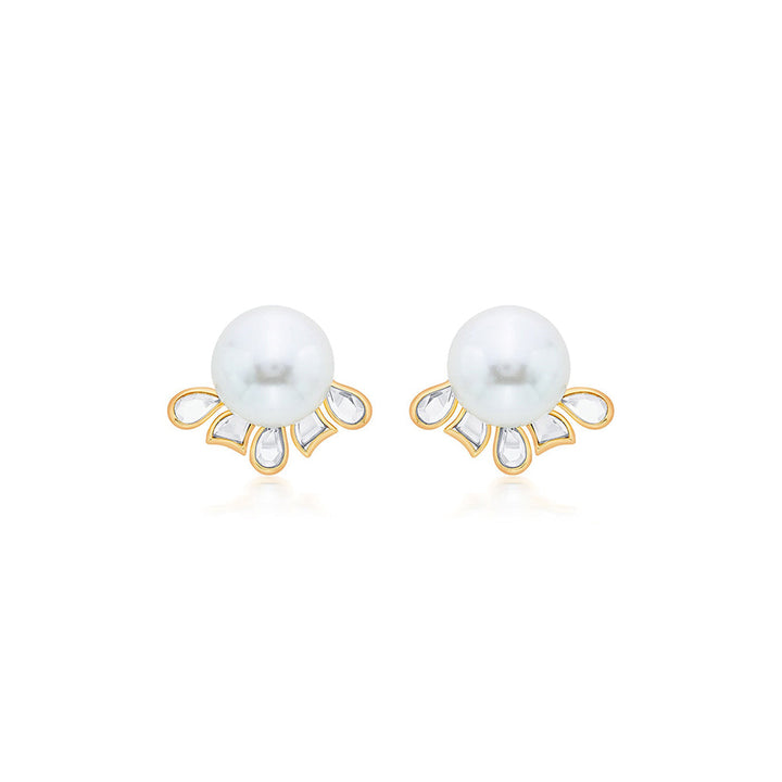 Isharya Amara Pearl Flower Earrings in 18kt Gold Plated