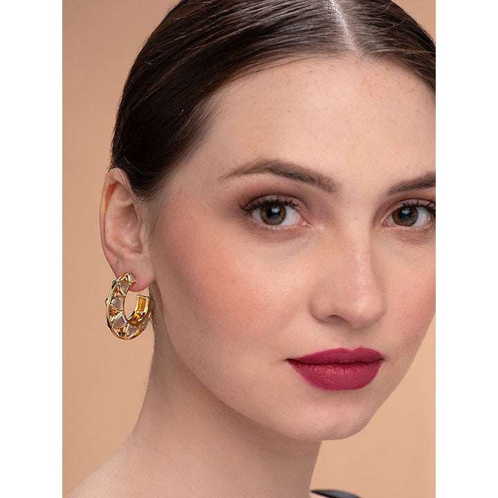 Isharya Amara Sculpted Flower Hoop Earrings in 18kt Gold Plated