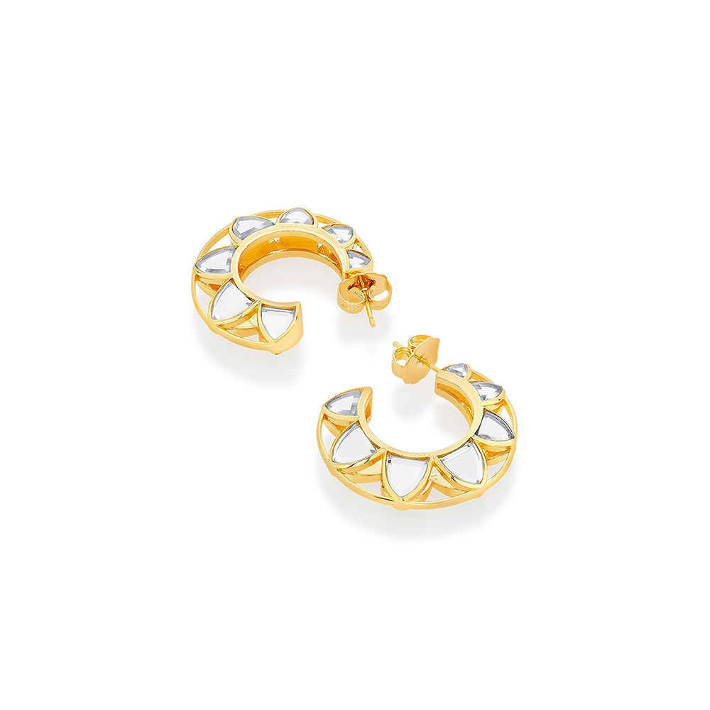 Isharya Amara Sculpted Flower Hoop Earrings in 18kt Gold Plated