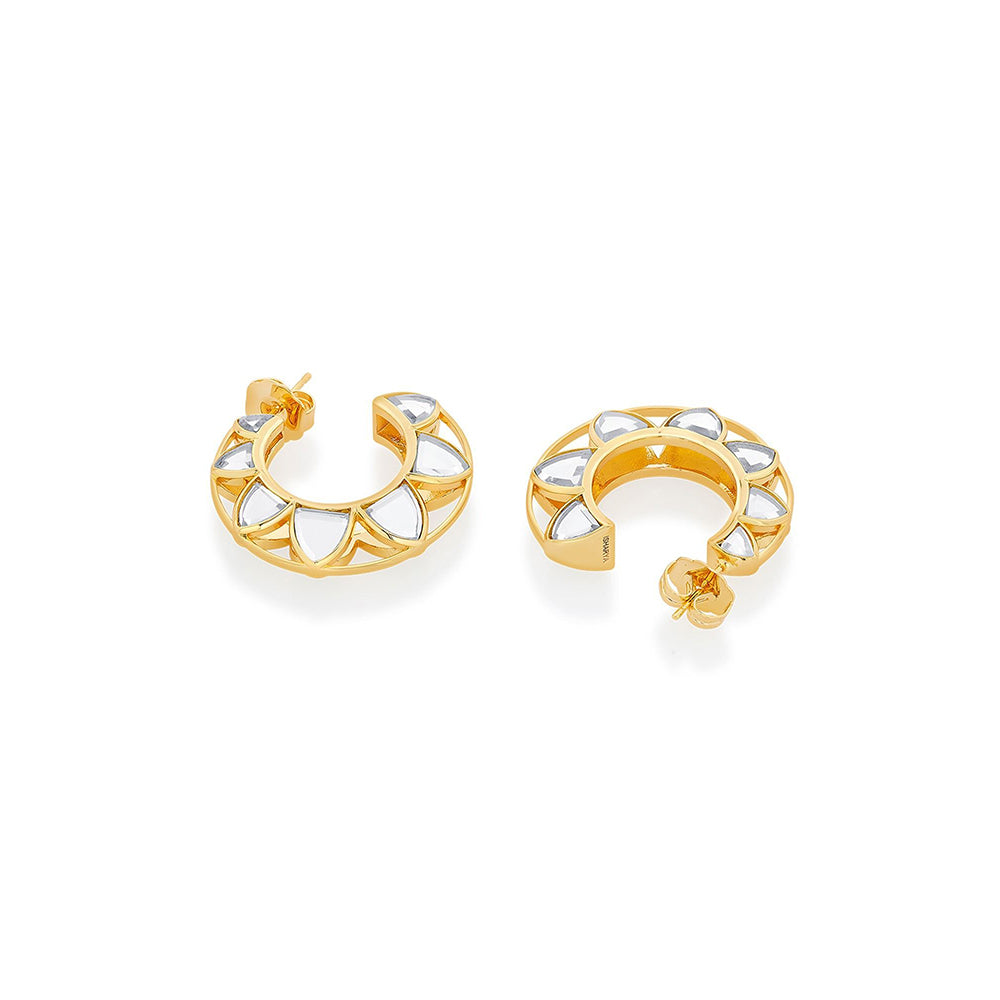 Isharya Amara Sculpted Flower Hoop Earrings in 18kt Gold Plated