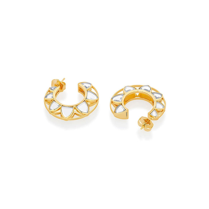 Isharya Amara Sculpted Flower Hoop Earrings in 18kt Gold Plated