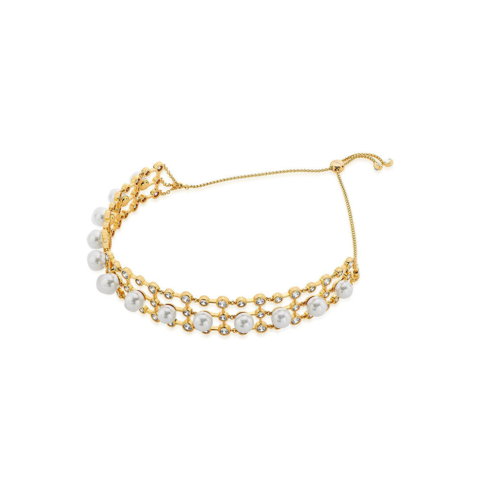 Isharya Amara Pearl CZ Choker Necklace in 18kt Gold Plated