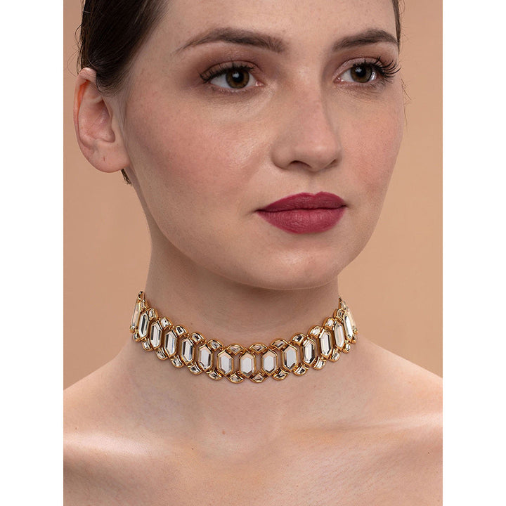 Isharya Amara Mirror Choker Necklace in 18kt Gold Plated