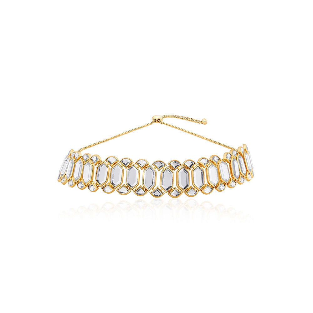 Isharya Amara Mirror Choker Necklace in 18kt Gold Plated