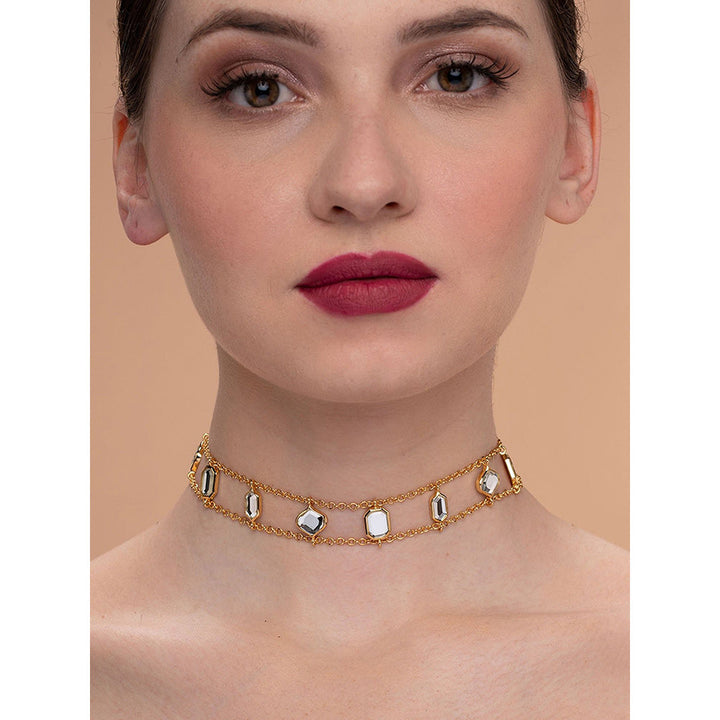 Isharya Amara CZ Choker Necklace in 18kt Gold Plated