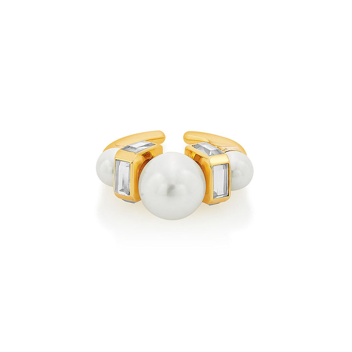 Isharya Amara Mirror Pearl Ring in 18kt Gold Plated