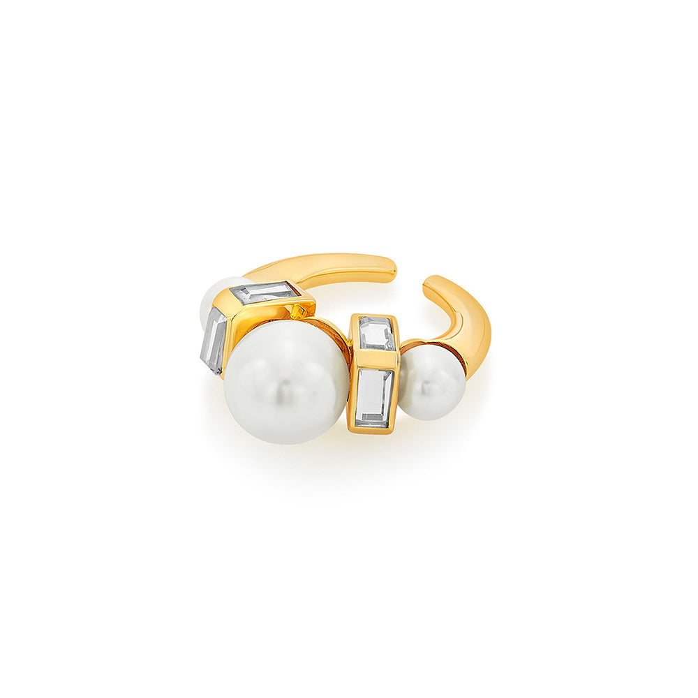 Isharya Amara Mirror Pearl Ring in 18kt Gold Plated