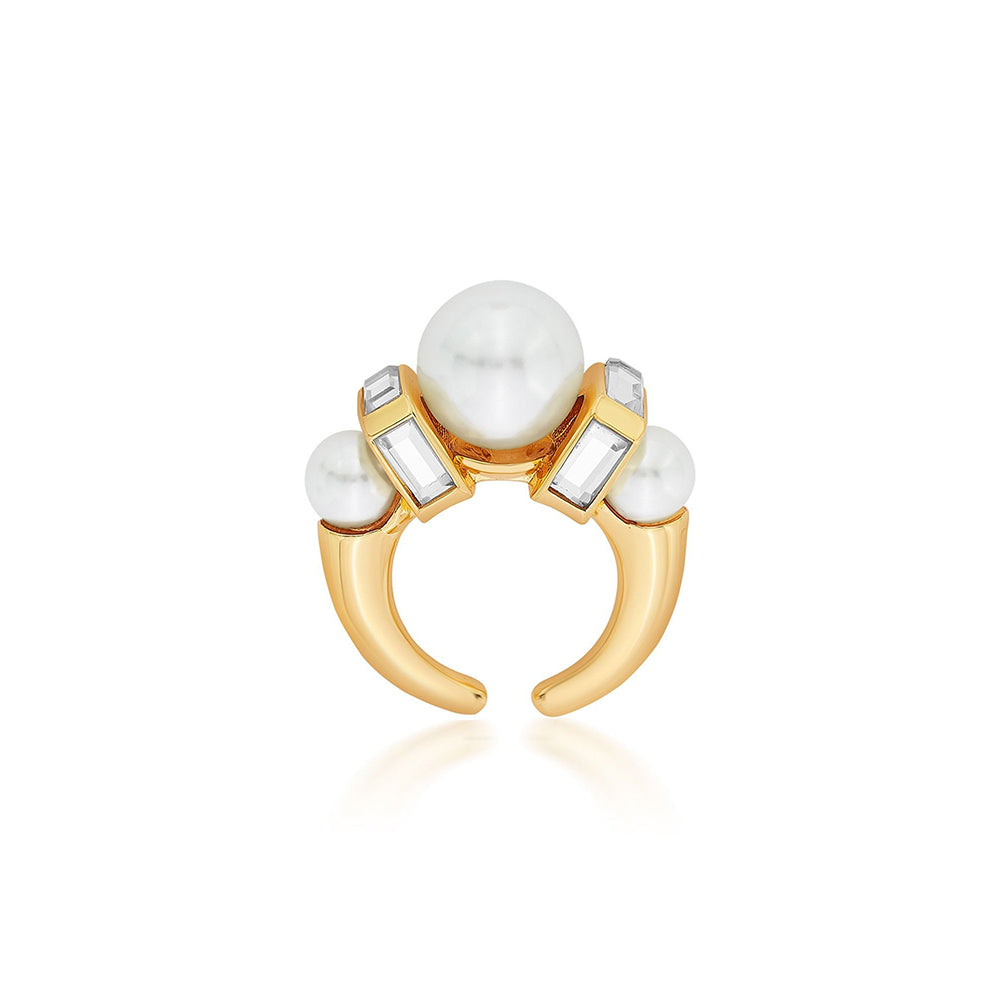 Isharya Amara Mirror Pearl Ring in 18kt Gold Plated