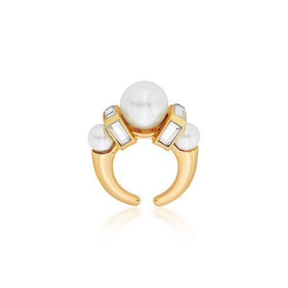 Isharya Amara Mirror Pearl Ring in 18kt Gold Plated