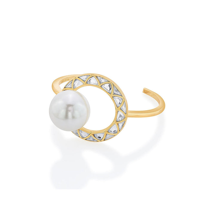 Isharya Amara Circle Pearl Cuff in 18kt Gold Plated