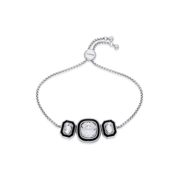 Isharya Bougie Crystal Bezel Bracelet In Rhodium Plated