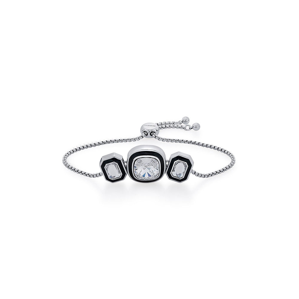 Isharya Bougie Crystal Bezel Bracelet In Rhodium Plated